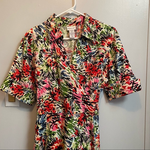 JG HOOK Linen Midi Colorful Floral Boho Dress Size 12 - Picture 8 of 12